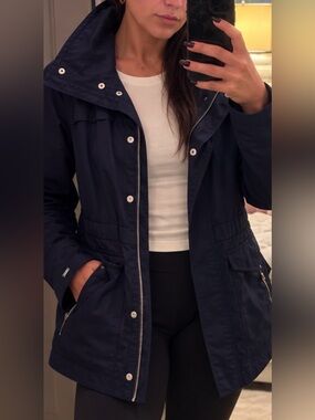 Tommy Hilfiger Navy Hooded Trench Coat